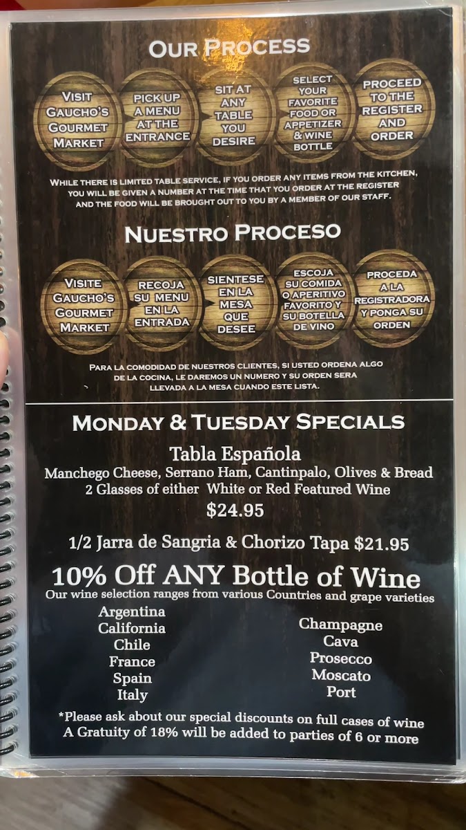 Gauchos Gourmet Market Menu - Image 1